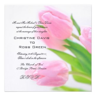 Pink tulip wedding invitations