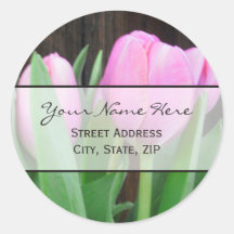 Pink Tulips Address Label Sticker