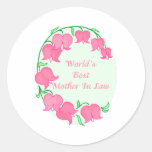 Pink Tulips Mother in Law Round Sticker