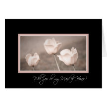 Pink Tulips Photo Maid of Honour Invitation Card