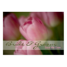 Pink Tulips • Save the Date Mini Card Business Card Template