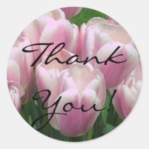 Pink Tulips Thank You Sticker