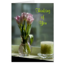 Pink Tulips Thinking of You Card