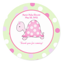 Pink Turtle Green/Pink Dot Custom Favour Sticker