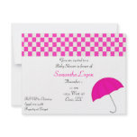 Pink Umbrella Baby Shower Invitation