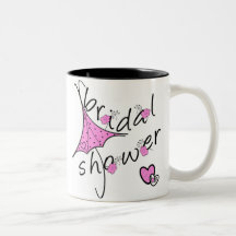 Pink Umbrella Bridal Shower Coffee Mugs