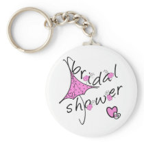 Pink Umbrella Bridal Shower Keychain