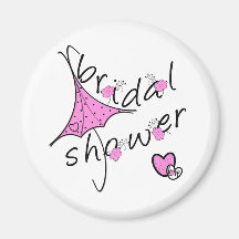 Pink Umbrella Bridal Shower Magnet