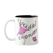 Pink Umbrella Bridal Shower Coffee Mugs