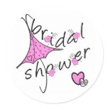 Pink Umbrella Bridal Shower stickers