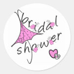 Pink Umbrella Bridal Shower Sticker