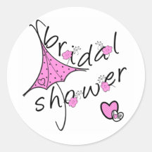 Pink Umbrella Bridal Shower Sticker