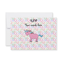 Pink unicorn on horseshoes