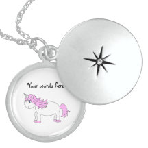 Pink unicorn silver locket