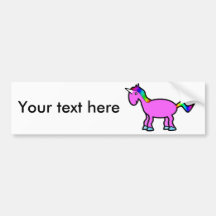 Pink unicorn with rainbow mane bumper sticker