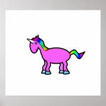 Pink unicorn with rainbow mane posters