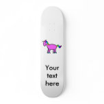 Pink unicorn with rainbow mane skate board deck