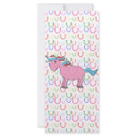Pink unicorn with white stars rack card design