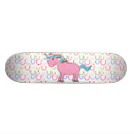Pink unicorn with white stars skateboards