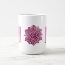 Pink Vintage Embellishment Custom Monogram G561 Coffee Mugs