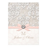 Pink Vintage Lace and Pearls Glamour Wedding Custom Announcements