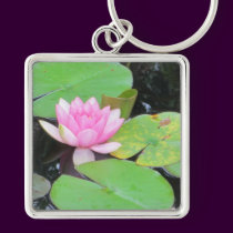 PINK WATERLILY by SHARON SHARPE keychains