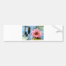 Pink waterlily reflection bumper sticker