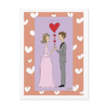 Pink wedding postcard