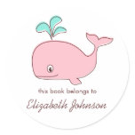 Pink Whale Bookplates stickers