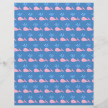 Pink Whale Pattern on Blue. Flyer