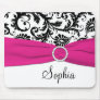 Pink, White, and Black Damask Mousepad