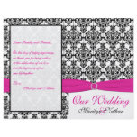 Pink, White, and Black Damask Wedding Program Full Color Flyer
