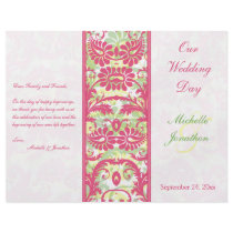 Pink, White, Green, Yellow Damask Wedding Program