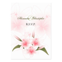 Pink & White Lilies RSVP Minicard Business Card Template