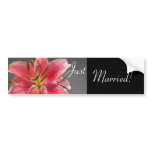 Pink & White Lily Wedding Bumper Sticker bumper stickers