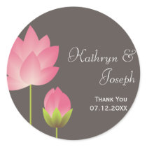 Pink white lotus flowers modern grey wedding favou