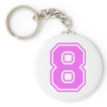 PINK & WHITE NUMBER 8 KEYCHAINS