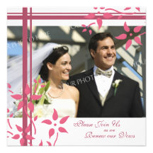 Pink & White Photo Wedding Vow Renewal Invitations