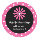 Pink & White Polka Dot Address Labels Round Sticker