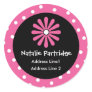 Pink & White Polka Dot Address Labels Round Sticker