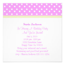 Pink & White Polka Dot Birthday Party Invitations