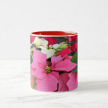Pink White Red Poinsettias Coffee Mug