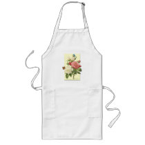 Pink White Vintage Botanical Roses Apron
