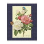 Pink White Vintage Botanical Roses Flyers