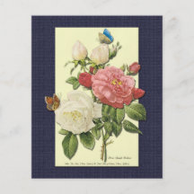 Pink White Vintage Botanical Roses Flyer Template