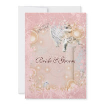 Pink white wedding whimsical elegant personalized announcement