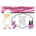 Pink & White Zebra Girls Spa Invite