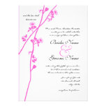 Pink Wild Flower Branch Wedding Invitation