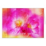 Pink wild rose, digital painting greeting cards