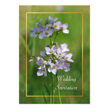 Pink wildflowers wedding invitation
